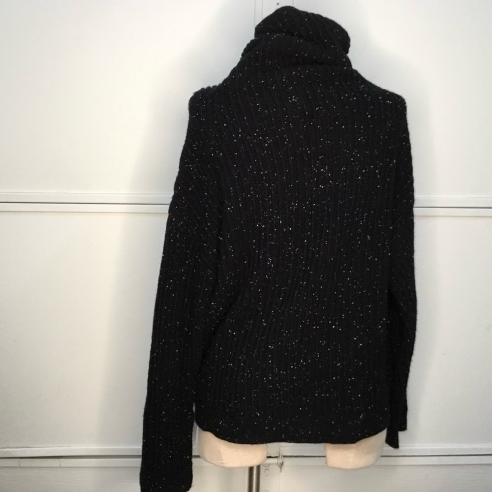 912 Nordstrom Cashmere Black Boxy Turtleneck Sweater with Silver - Picture 5 of 15